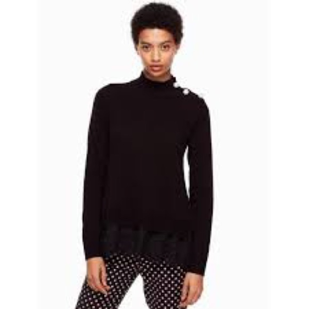 Broome Street Kate Spade Pearl Turtleneck Sweater With Lace Panel Hemline NWOT